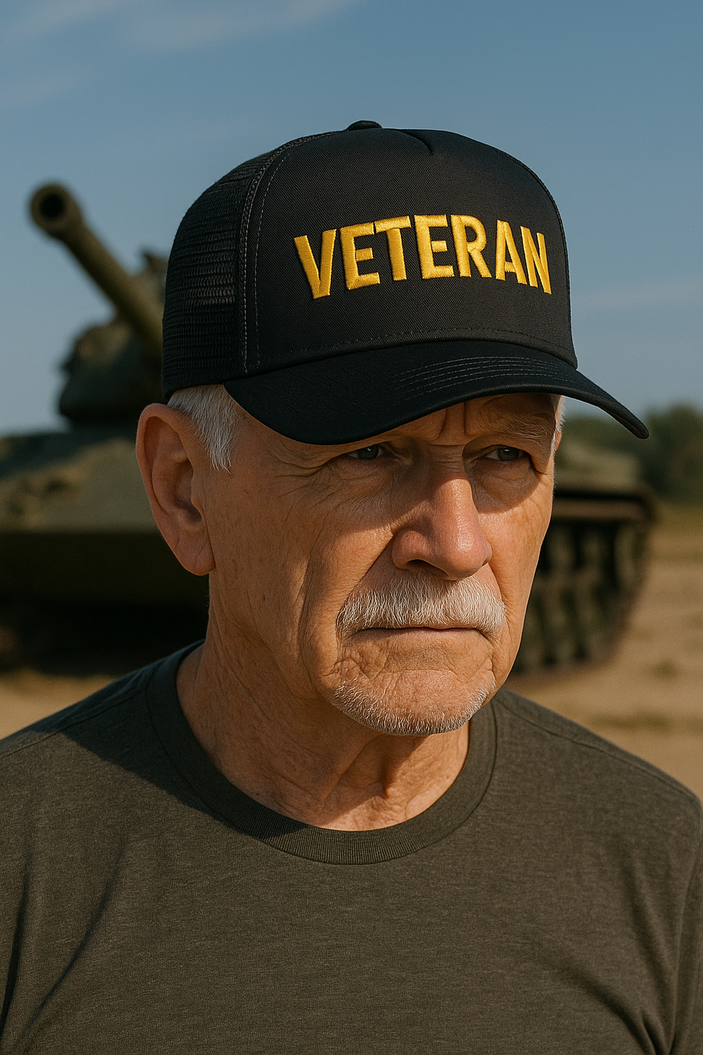 Veteran Mesh Trucker Cap - Shop on Amazon Veteran Mesh Trucker Cap with military tank background